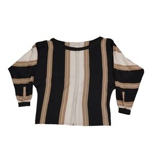 Gianni Versace Silk Shirt Womens 42 Black Brown‎ Color Block Italy Vintage 70's